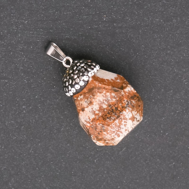 Pendentif «Gland» en jaspe paysage 32×20(+/-)mm