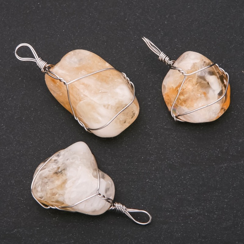 Pendentif citrine en tressage 20×30(±)mm