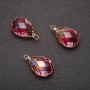 Pendentif «Goutte» couleur jaune-framboise, monture dorée 13×21 mm