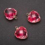 Pendentif «Cœur» couleur rose, monture dorée 16×20 mm
