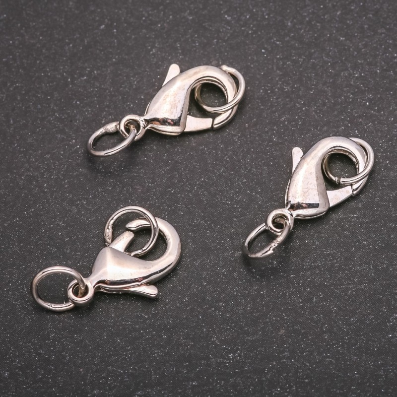 Fermoir mousqueton 11×19 mm en métal argenté