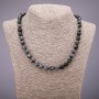 Collier d'obsidienne neigeuse «Larmes d'Apache» – billes lisses 8 mm, longueur 48 cm
