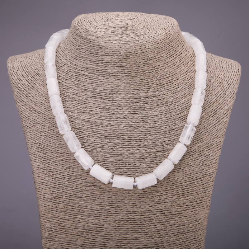 Collier en cristal naturel multifacette, diamètre 10×15 mm (±), longueur 48 cm