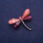 Broche libellule à cristaux, métal argenté 32×43 mm
