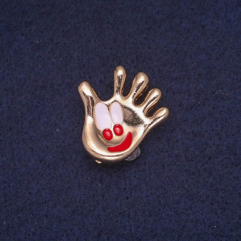 Broche paume émaillée, métal doré 24×25 mm
