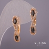 Boucles d'oreilles Xuping avec strass blancs et pierres noires 6×25 mm doré à l'or 18K