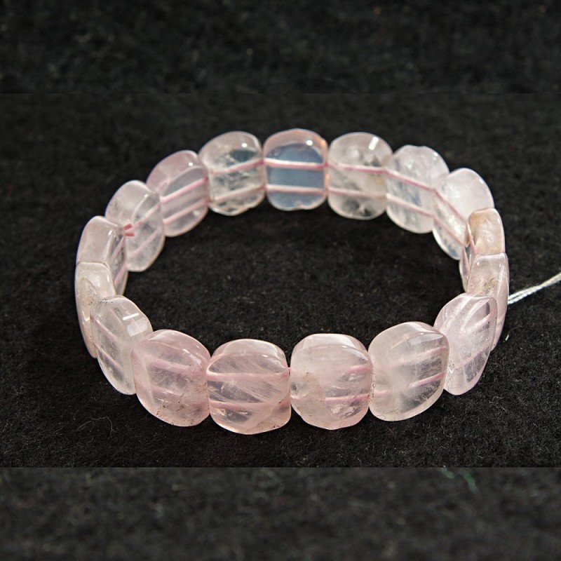 Bracelet élastique en quartz rose, pierres ovales 13×18 mm