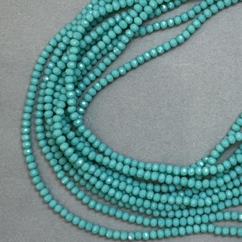 Perles de cristal tchèque sur fil, diamètre 3,5 mm, verre mat, couleur vert-bleu clair aquamarine, longueur 41 cm
