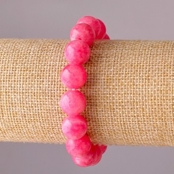 Bracelet en tourmaline synthétique sur élastique, billes rondes lisses de 12 mm de diamètre, tour de poignet 18 cm