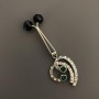 Broche argentée à clip pour foulards avec pendentif ± 6 cm