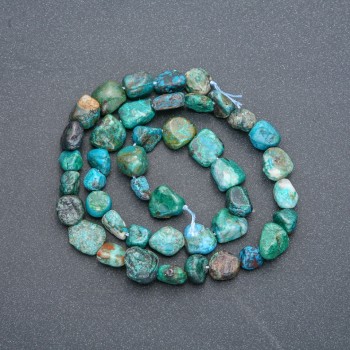 Perles de chrysocolle galetées sur fil, diamètre 8×9 mm, longueur 40 cm, + -