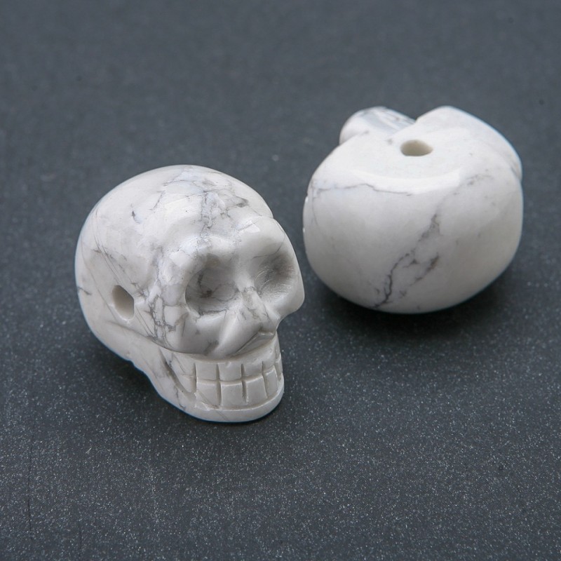 Perle en forme de crâne en howlite naturelle 25 × 19 mm +