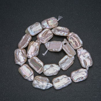 Fil de perles baroques naturelles, diamètre 22×14 mm, longueur 40 cm ±, avec reflets benzine