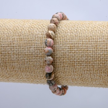 Bracelet élastique en pierre naturelle de rhodochrosite, perle lisse, diamètre 6 mm, longueur 18 cm +