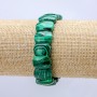 Bracelet élastique en malachite (pressé) maillons lisses 16×11 mm+