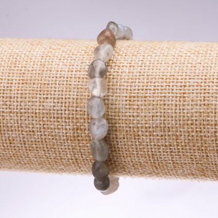 Bracelet élastique en labradorite galetée, diamètre 7×6 mm+