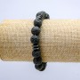 Bracelet élastique en pierre de lave, diamètre 10 mm ± avec inserts foncés