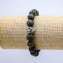Bracelet élastique en lave, diamètre d'environ 10 mm ± avec élément en forme de léopard