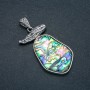 Pendentif Haliotis, métal argenté 62×32 mm+