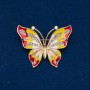 Broche Papillon émaillé, strass blancs, métal doré 54 × 43 mm +