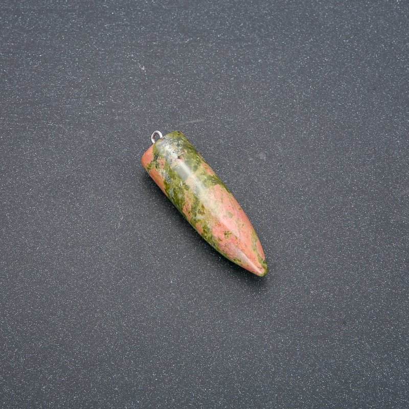 Pendentif pendule boule en pierre d'unakite 13x40x45 mm (+-)