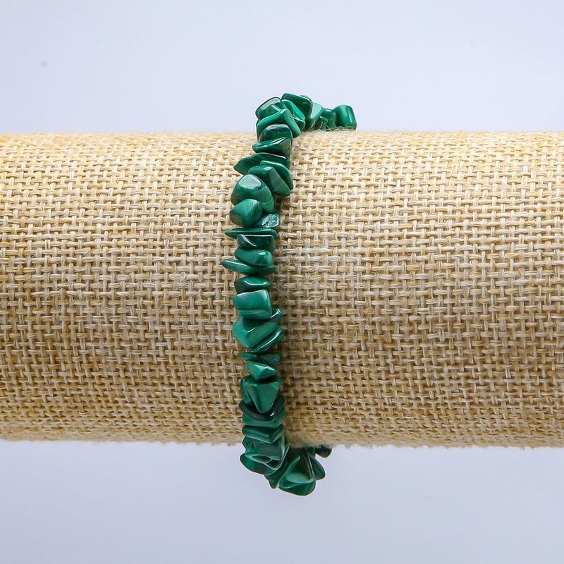 Bracelet en malachite sur élastique, grains d'environ 7 mm, longueur 18 cm