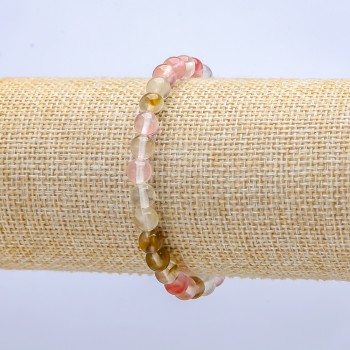 Bracelet élastique en calcédoine naturelle, assortiment de perles, diamètre d'environ 6 mm, longueur 18 cm+
