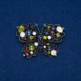 Broche Papillon doré foncé, strass blancs 38×54 mm +