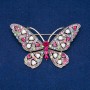 Broche Papillon doré en métal, strass multicolores 46×70 mm +