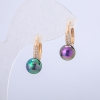 Boucles d'oreilles Xuping plaqué or 18K avec une perle noire benzine, longueur 19 mm +
