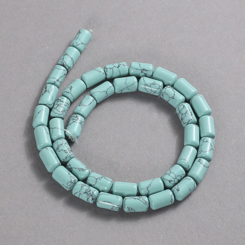 Perles turquoise cylindriques lisses, diamètre 10×6 mm + -, longueur 41 cm +
