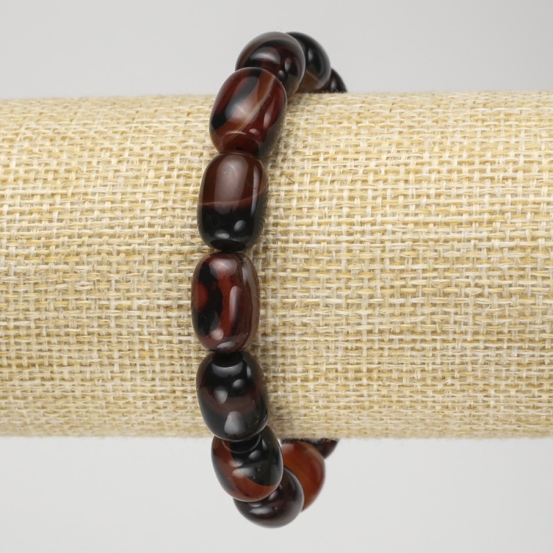 Bracelet élastique en agate naturelle, barillet lisse, diamètre 10×13+