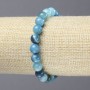 Bracelet élastique en agate bleue, boules lisses, diamètre 8 mm+