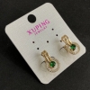 Boucles d'oreilles Xuping plaqué or 18 carats avec pierres vertes et strass blancs 17 × 10 mm