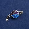 Soldes ! Broche Planète métal doré, émail et strass 36×18 mm +