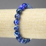 Bracelet élastique en agate œil bleu, boules lisses, diamètre 10 mm+