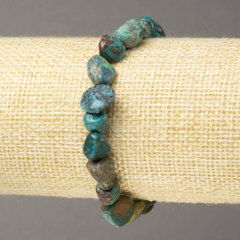 Bracelet élastique en chrysocolle, galets roulés, diamètre 8 × 9 mm+