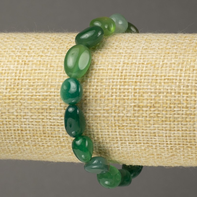 Bracelet élastique en pierre naturelle, agate verte facettée, diamètre 8×12 mm (±)