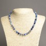 Collier en agate bleue, boules facettées de 8 mm de diamètre, longueur 45 cm ±