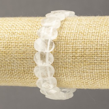 Bracelet élastique en pierre naturelle, cristal de roche facetté, maillon, diamètre 14×9,5 mm+