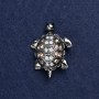 Broche Tortue argentée en métal et strass 40×23 mm +