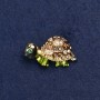 Broche Tortue métal doré, émail et strass 40x23 mm +