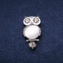 Broche Hibou avec œil de chat argenté