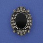 Broche en agate noire (modèle « À l’ancienne ») couleur argent, 3,3 cm
