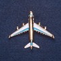 Broche «Avion» émail blanc et bleu, couleur métal doré 4×5 cm
