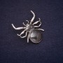 Broche Araignée 40×40 mm, strass, émail noir, métal argenté