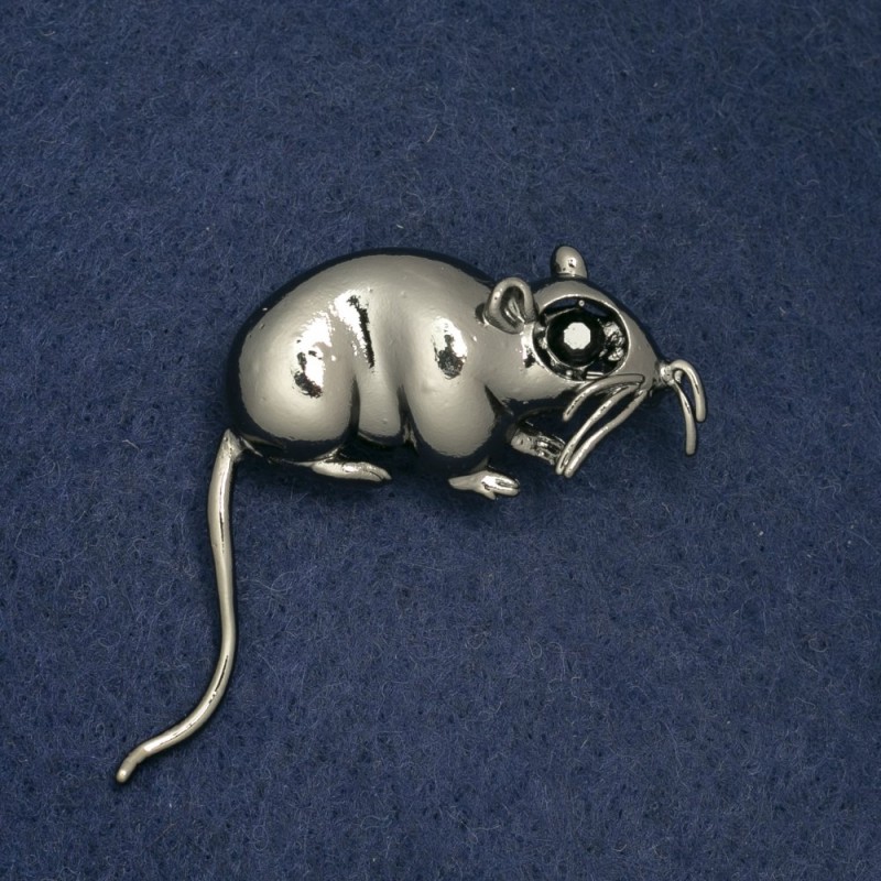 Broche Souris 37×37 mm métal blanc