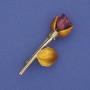 Broche Rose bordeaux et jaune émaillée, métal doré, 42×16 mm