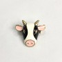 Broche Tête de Taureau avec émail, métal doré 25x28 mm