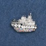 Broche Navire argenté avec strass 20x28 mm +